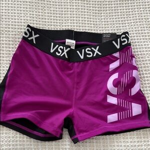 VSX Women's Purple black Shorts Victoria’s Secret mid rise workout